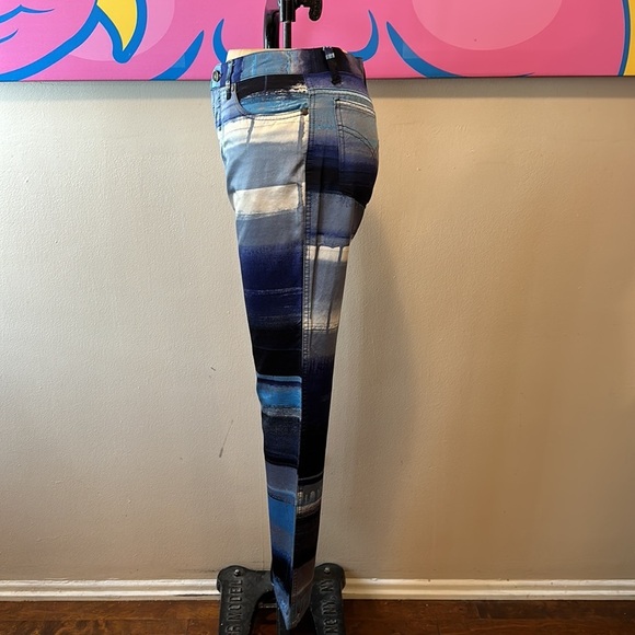 Moschino Jeans Stretch Satin Blue White Pants The Nanny - Picture 8 of 11